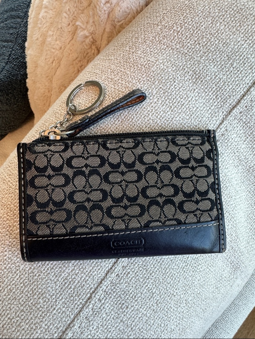 Vintage Coach Signature C Monogram Zip Card Holder Key Wallet authentic - Picture 3 of 6